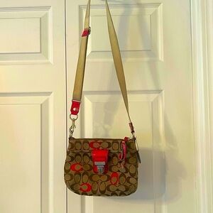 Coach Brown and Red Signature Bag